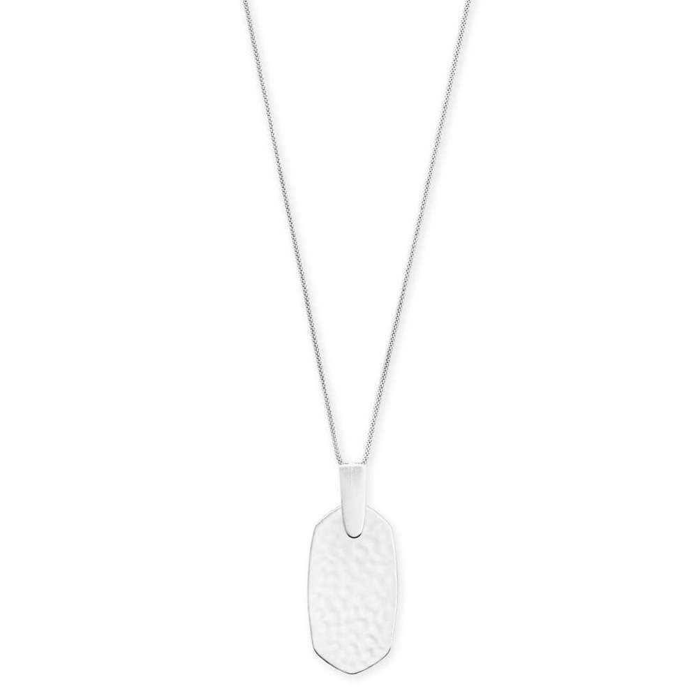 KS Inez Hammered Pendant Long Necklace in Silver